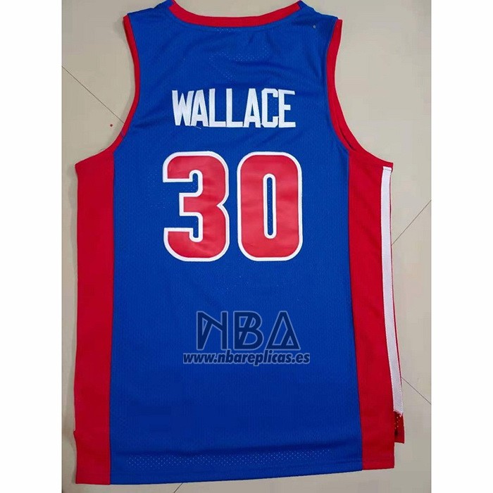Camiseta Detroit Pistons Rasheed Wallace NO 30 Mitchell & Ness 2003-04 Azul
